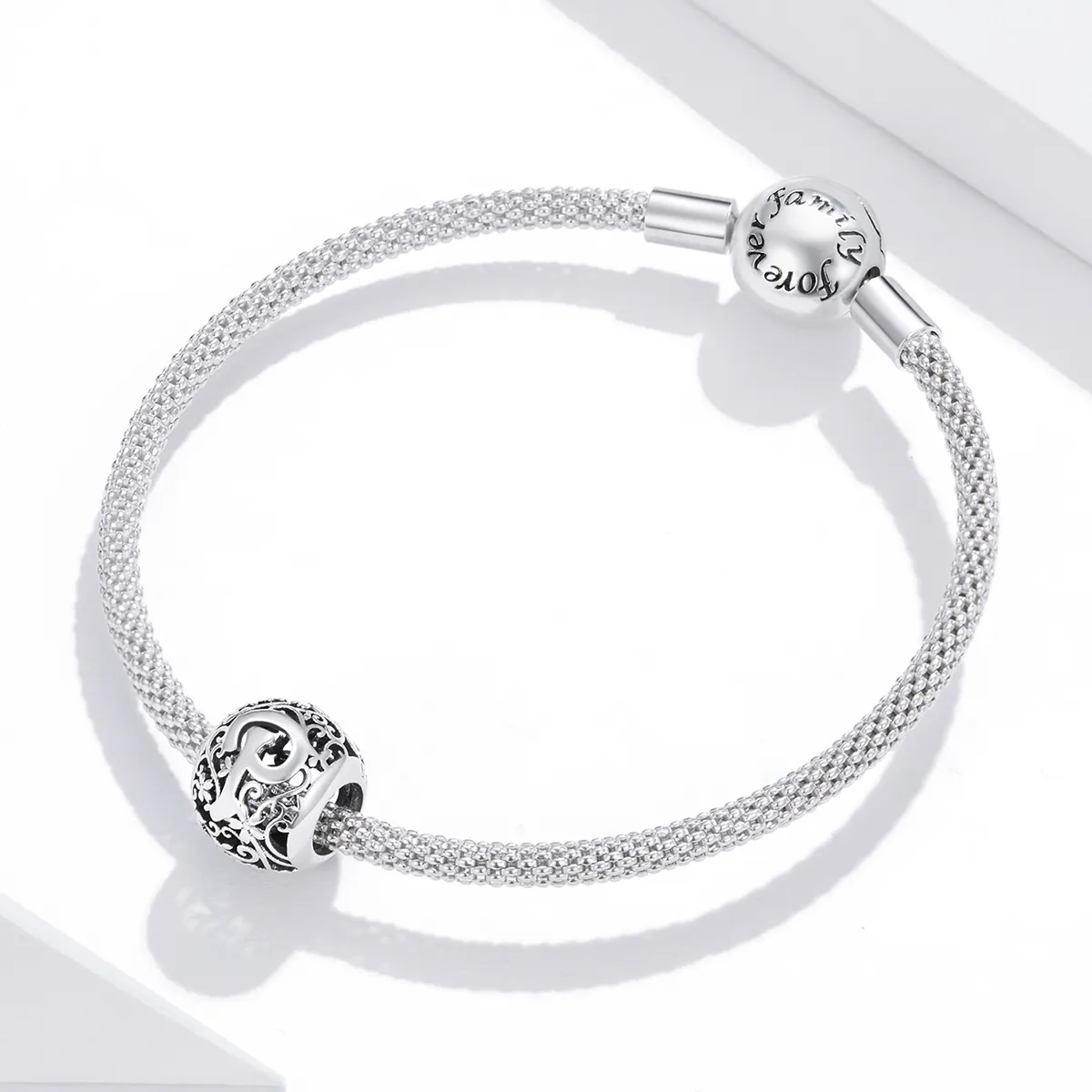 Pandora Style Openwork Flower Letter P Charm - SCC1444-P