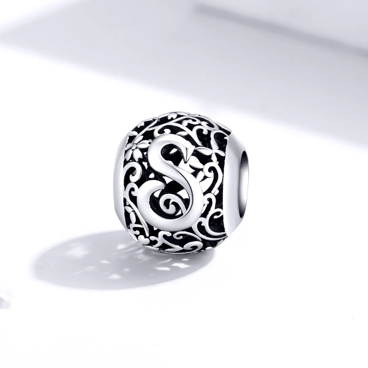 Pandora Style Openwork Flower Letter S Charm - SCC1444-S