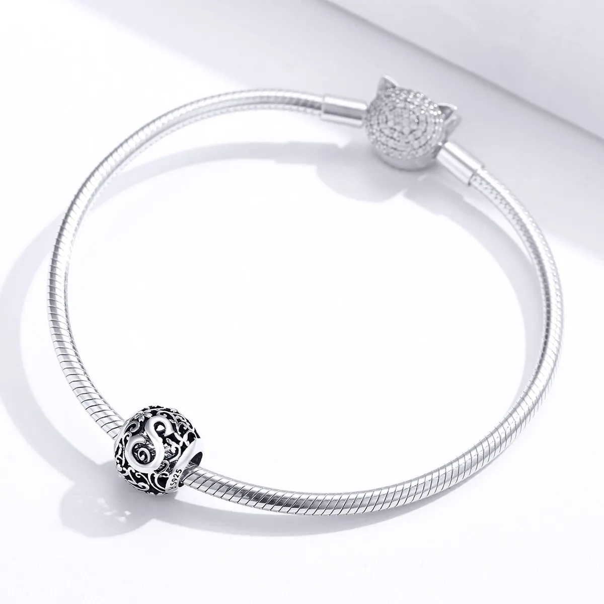 Pandora Style Openwork Flower Letter S Charm - SCC1444-S