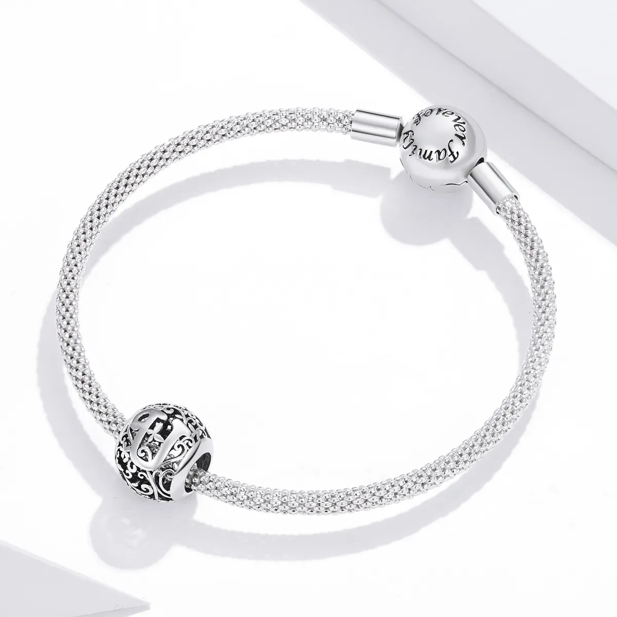 Pandora Style Openwork Flower Letter U Charm - SCC1444-U