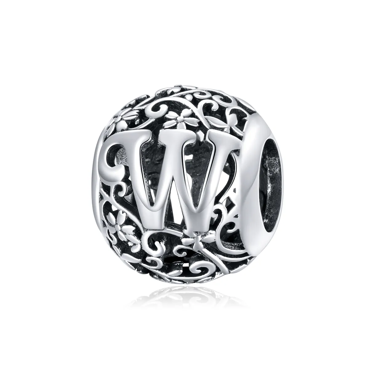 pandora style openwork flower letter w charm scc1444 w