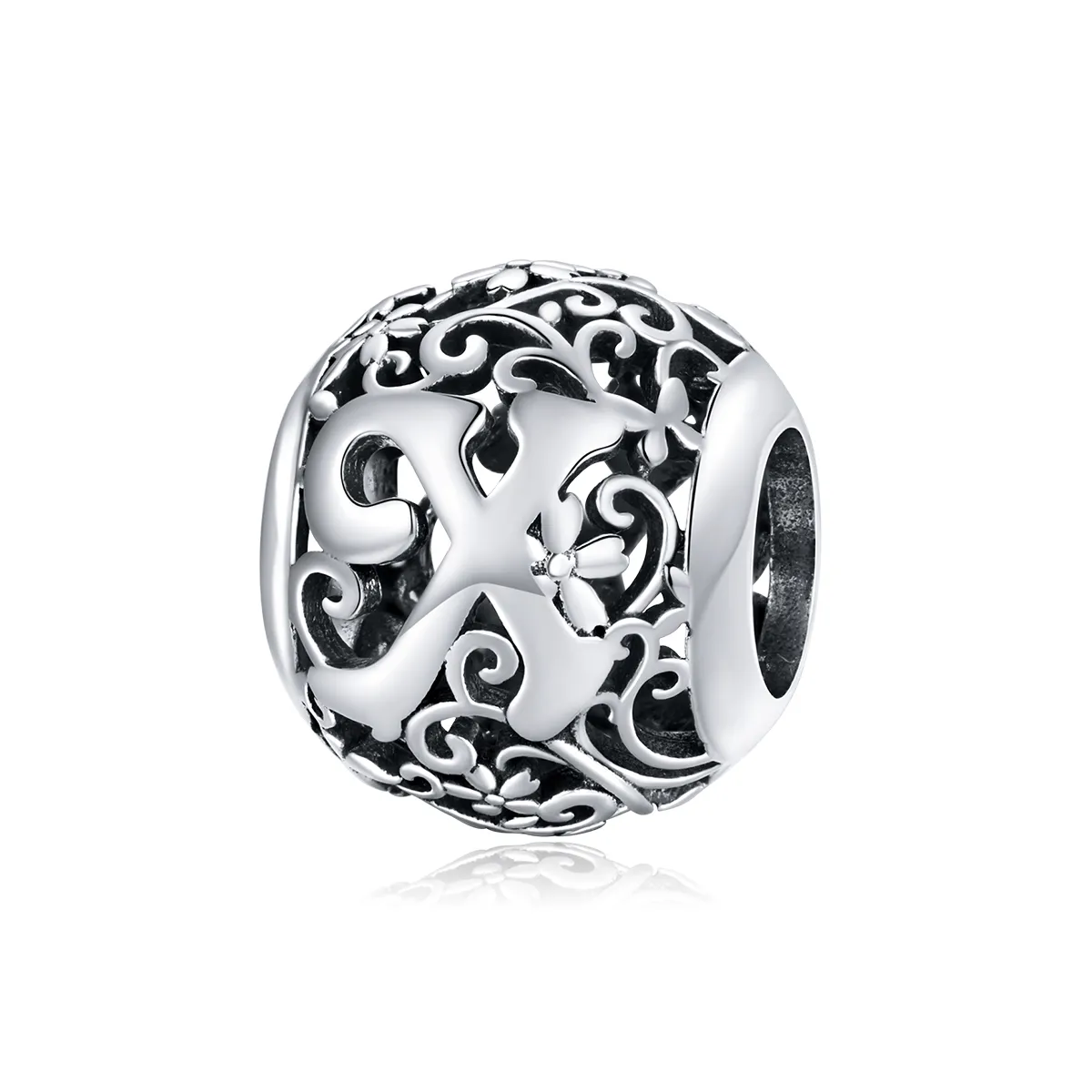 pandora style openwork flower letter x charm scc1444 x