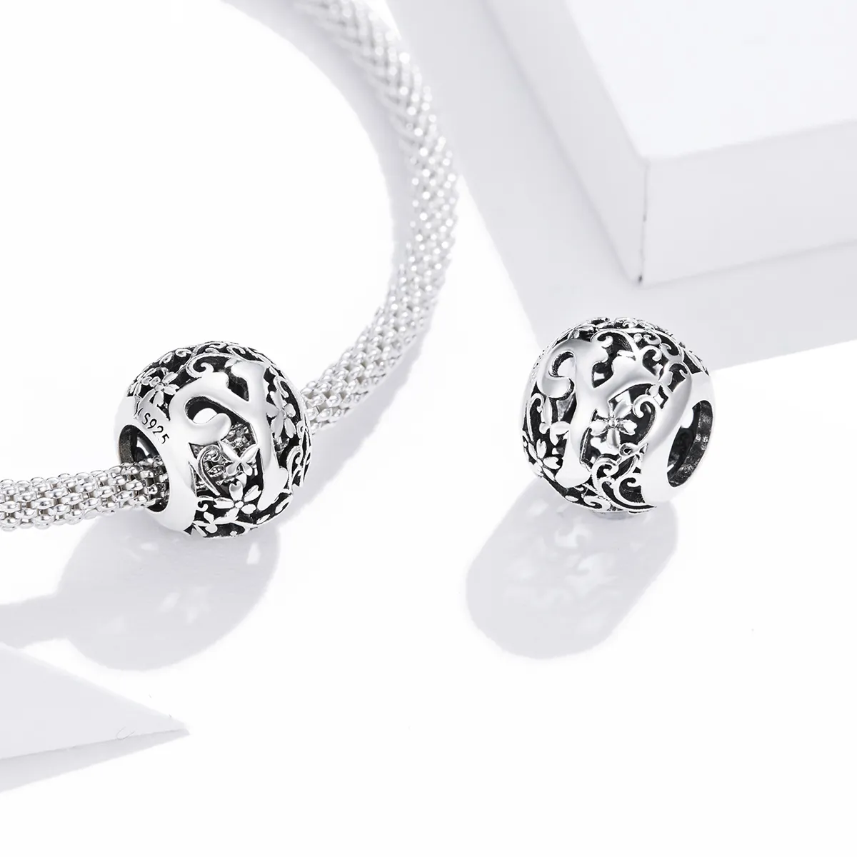 Pandora Style Openwork Flower Letter Y Charm - SCC1444-Y