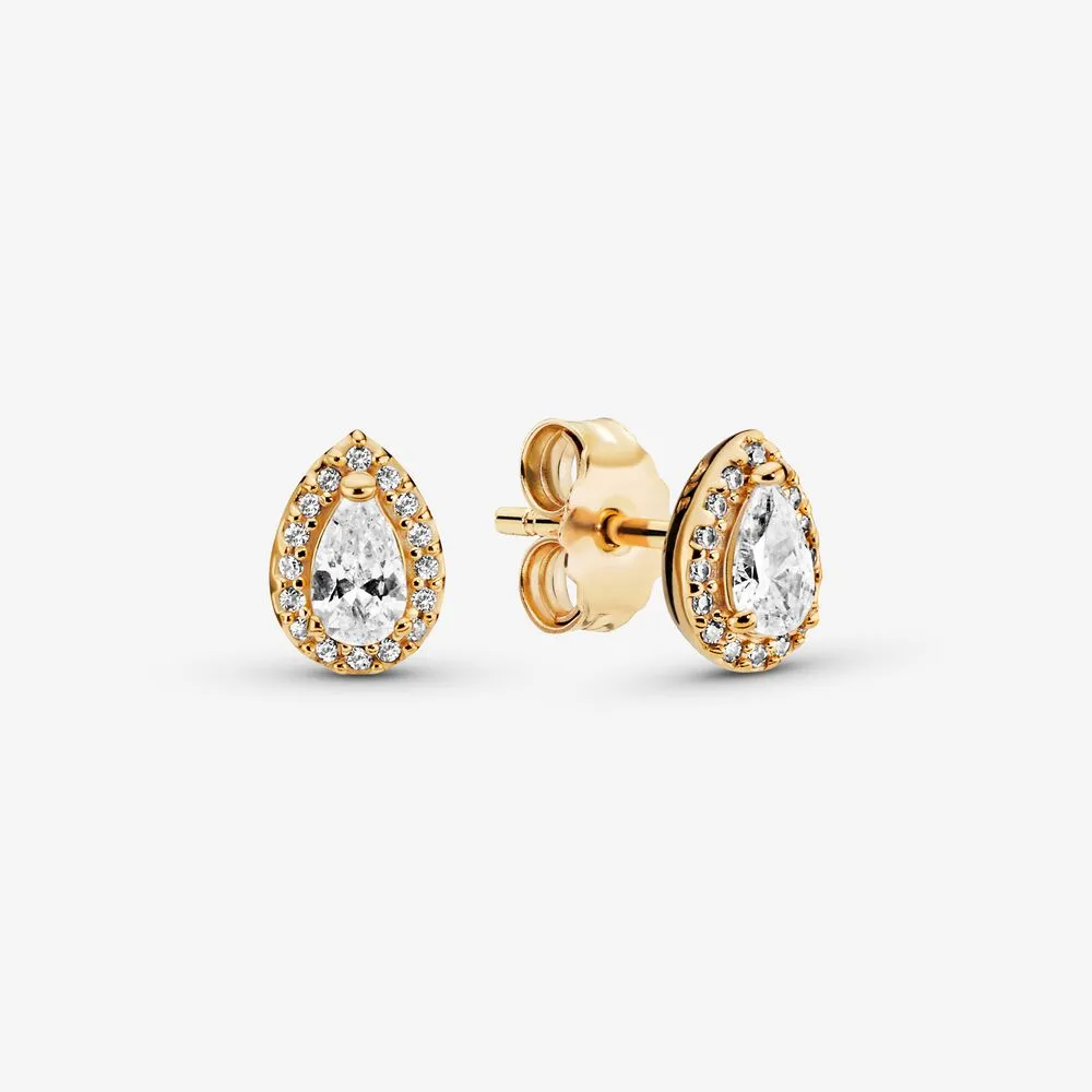 PANDORA Sparkling Teardrop Halo Stud Earrings - 268724C01