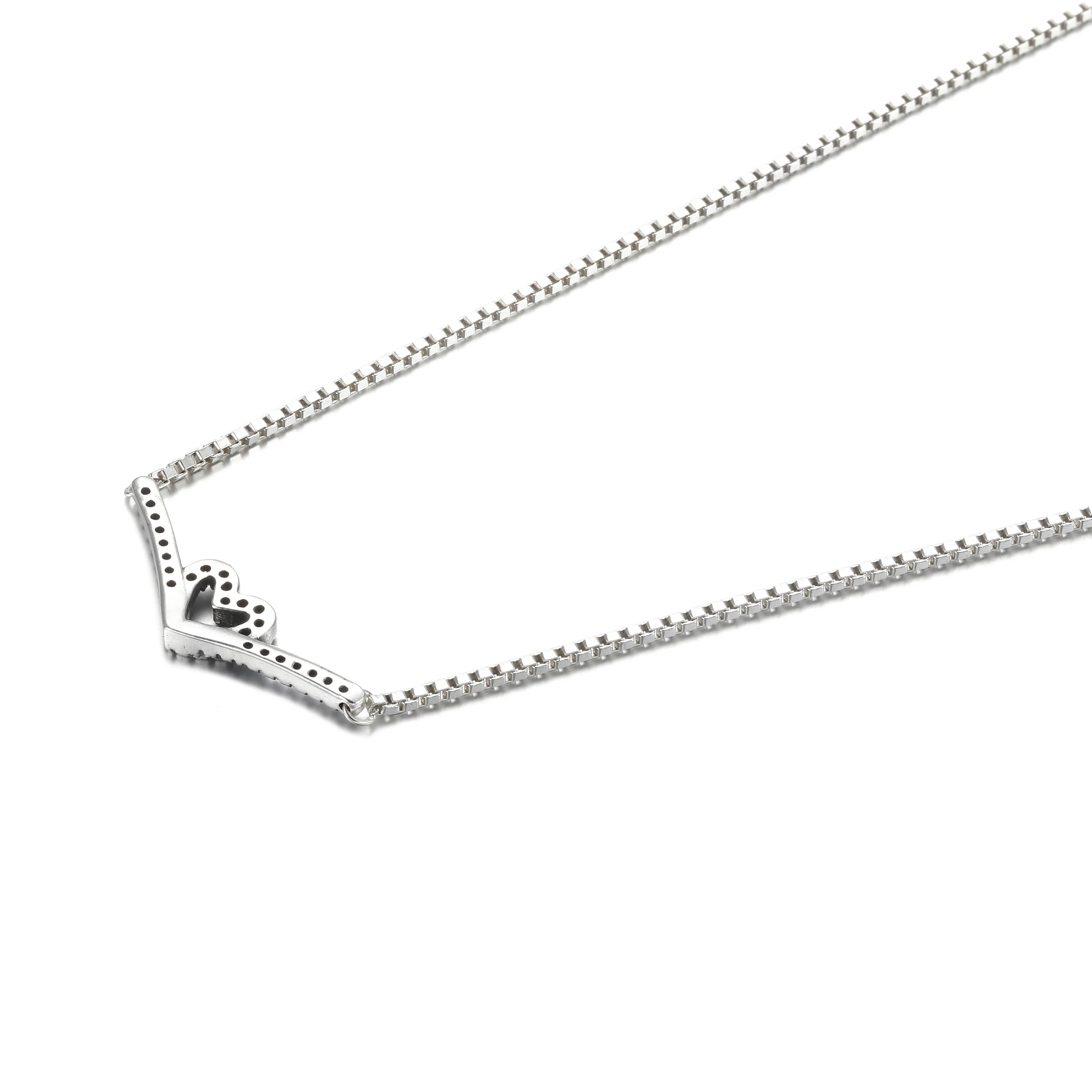 PANDORA Sparkling Wishbone Heart Collier Necklace - 399273C01