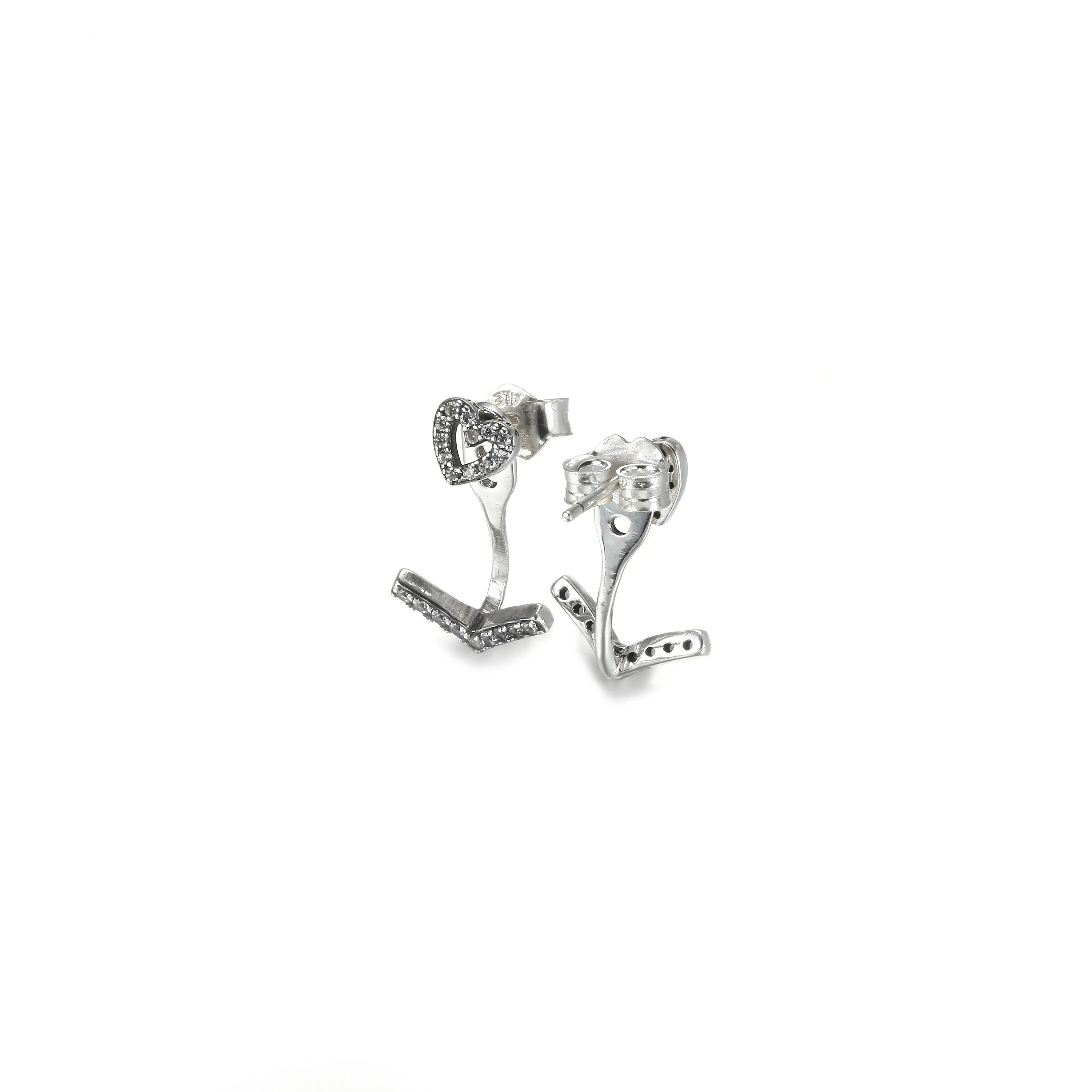 PANDORA Sparkling Wishbone Heart Stud Earrings - 299280C01