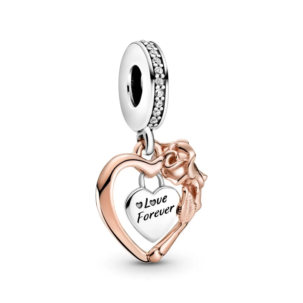 Pandora Hjerte og Rose Hengende Charm - 789290C01