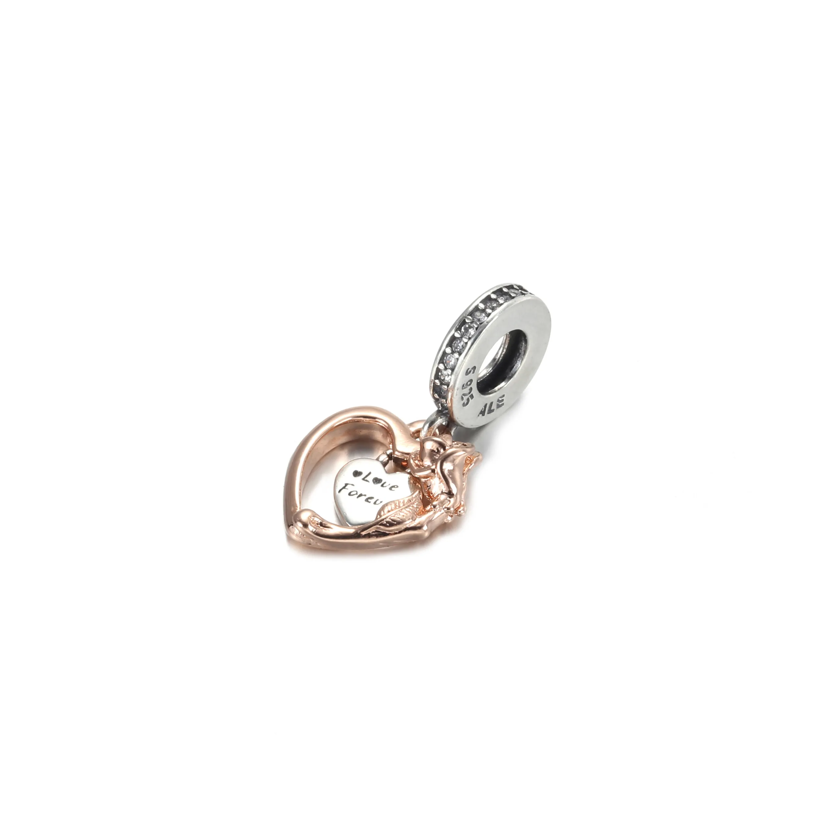 Pandora Hjerte og Rose Hengende Charm - 789290C01