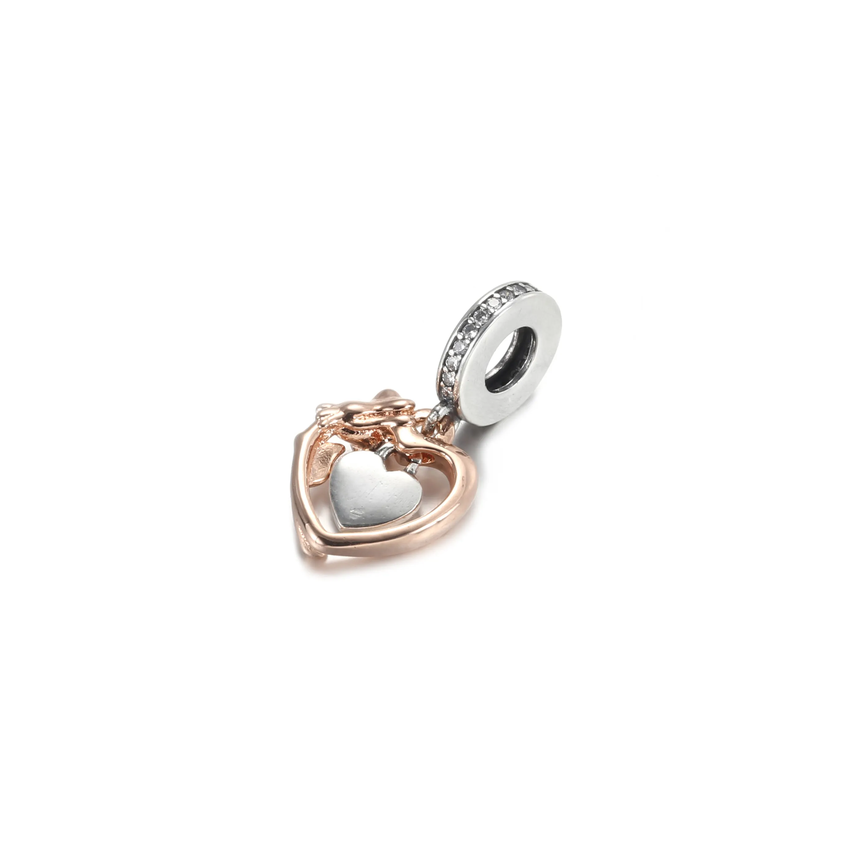 Pandora Hjerte og Rose Hengende Charm - 789290C01