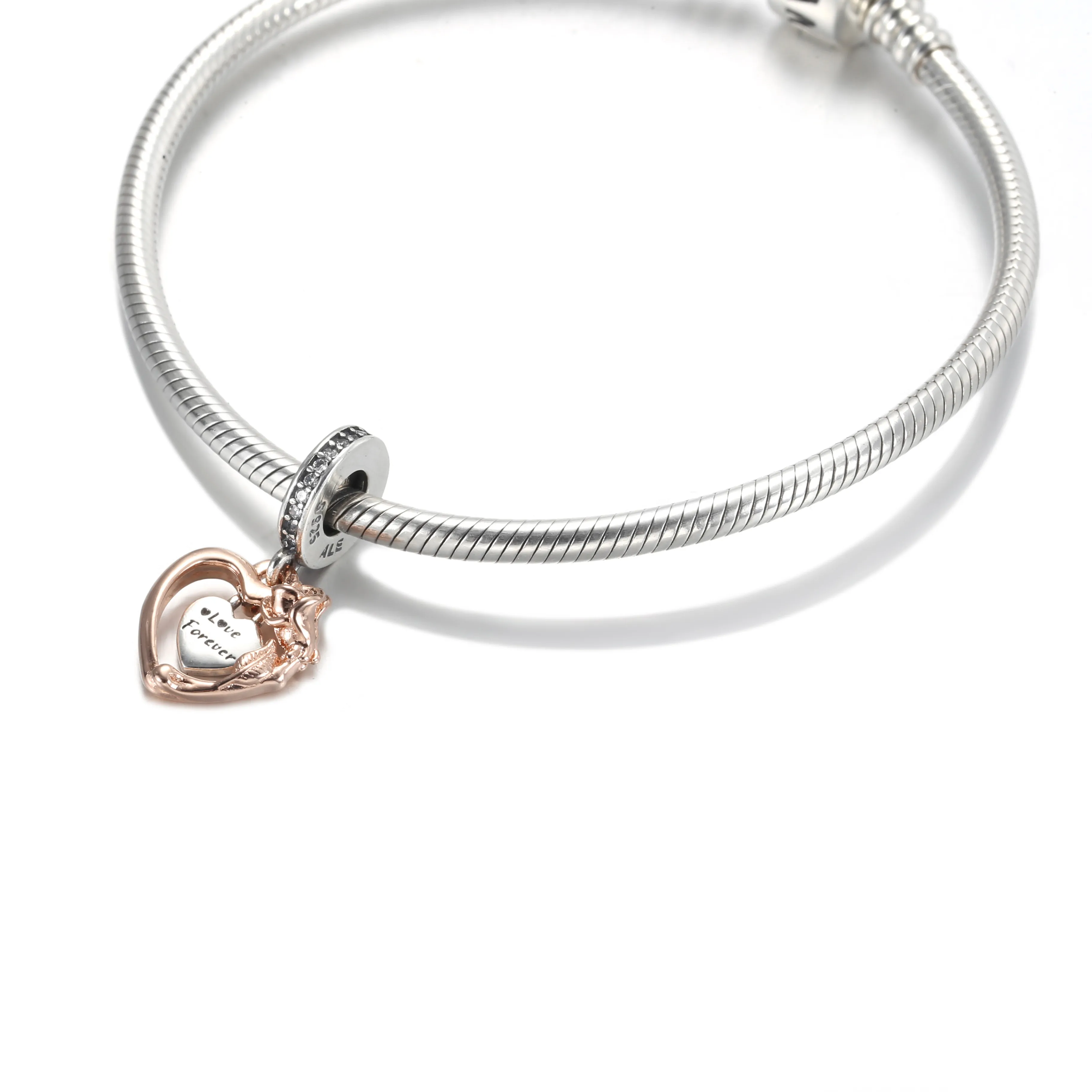 Pandora Hjerte og Rose Hengende Charm - 789290C01