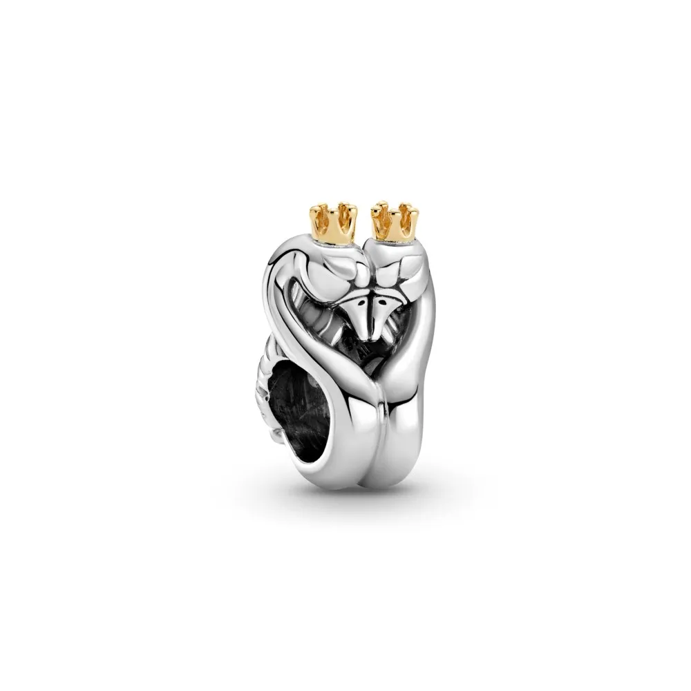 Pandora Tofarget Svaner og Hjerter Charm - 799315C00