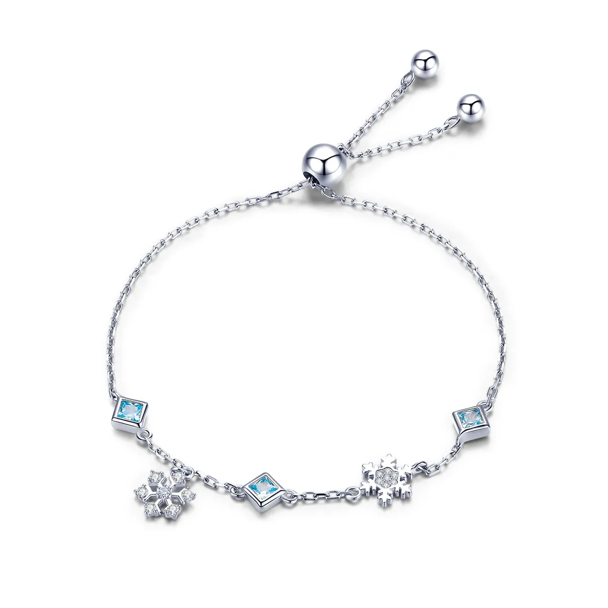 pandora style silver dancing snowflake armbånd bsb001