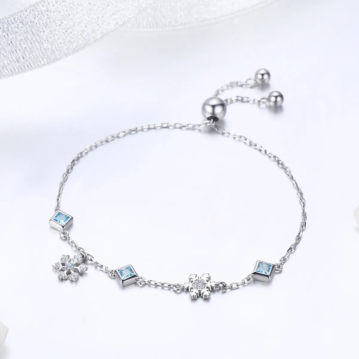 Pandora Style Silver Dancing Snowflake armbånd - BSB001