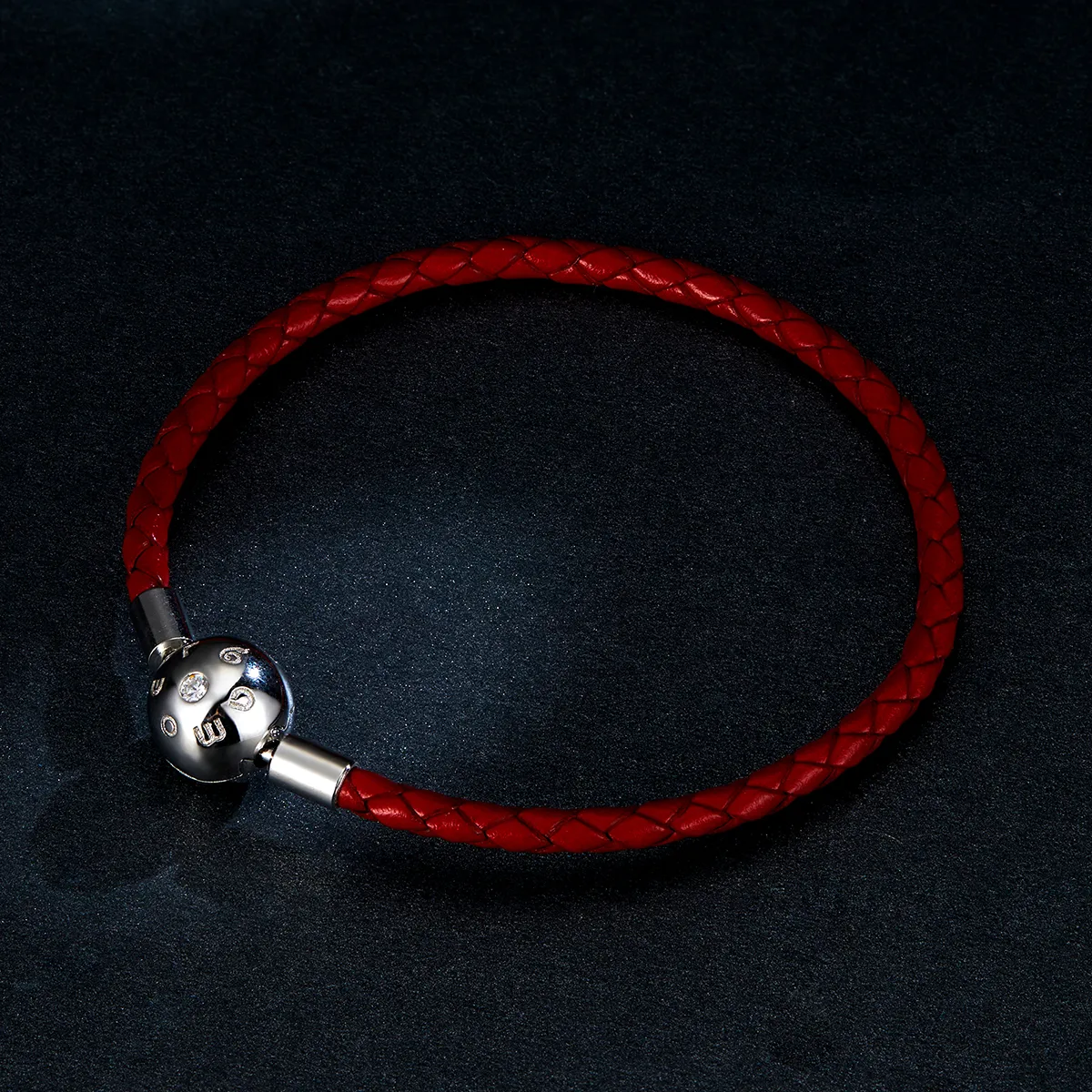 Pandora Style Silver Red Leather Leather Armbånd - BSB042