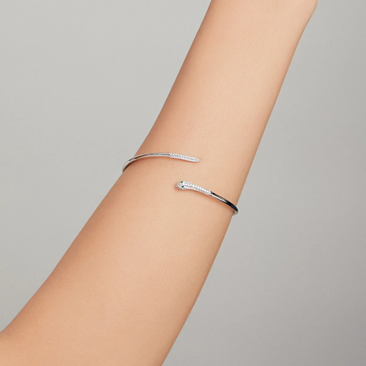 Pandora Style Silver Snake Open Bangle - SCB206