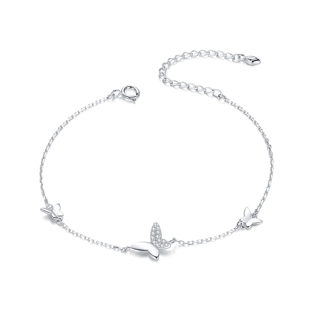 pandora style silver surrounded butterflies armbånd scb197