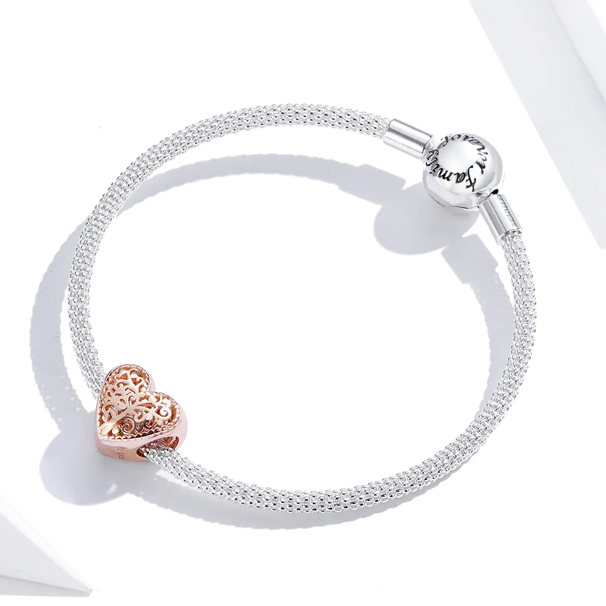 Pandora Style Rose Gold Rose Family Tree Charm - BSC215