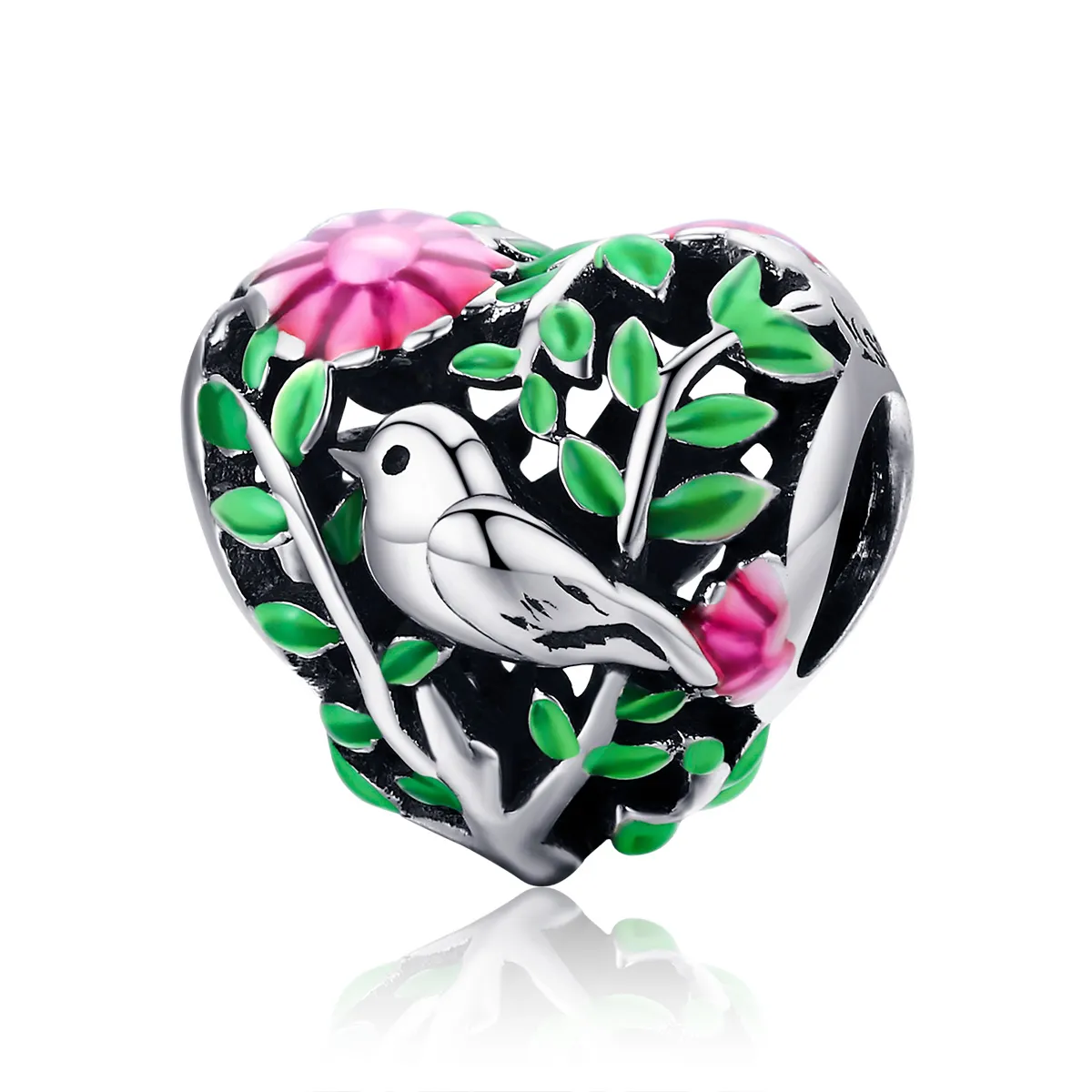 pandora style silver birds in the forest charm scc647