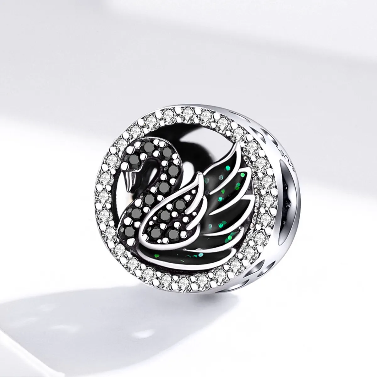 Pandora Style Silver Black Swan Charm - SCC1342