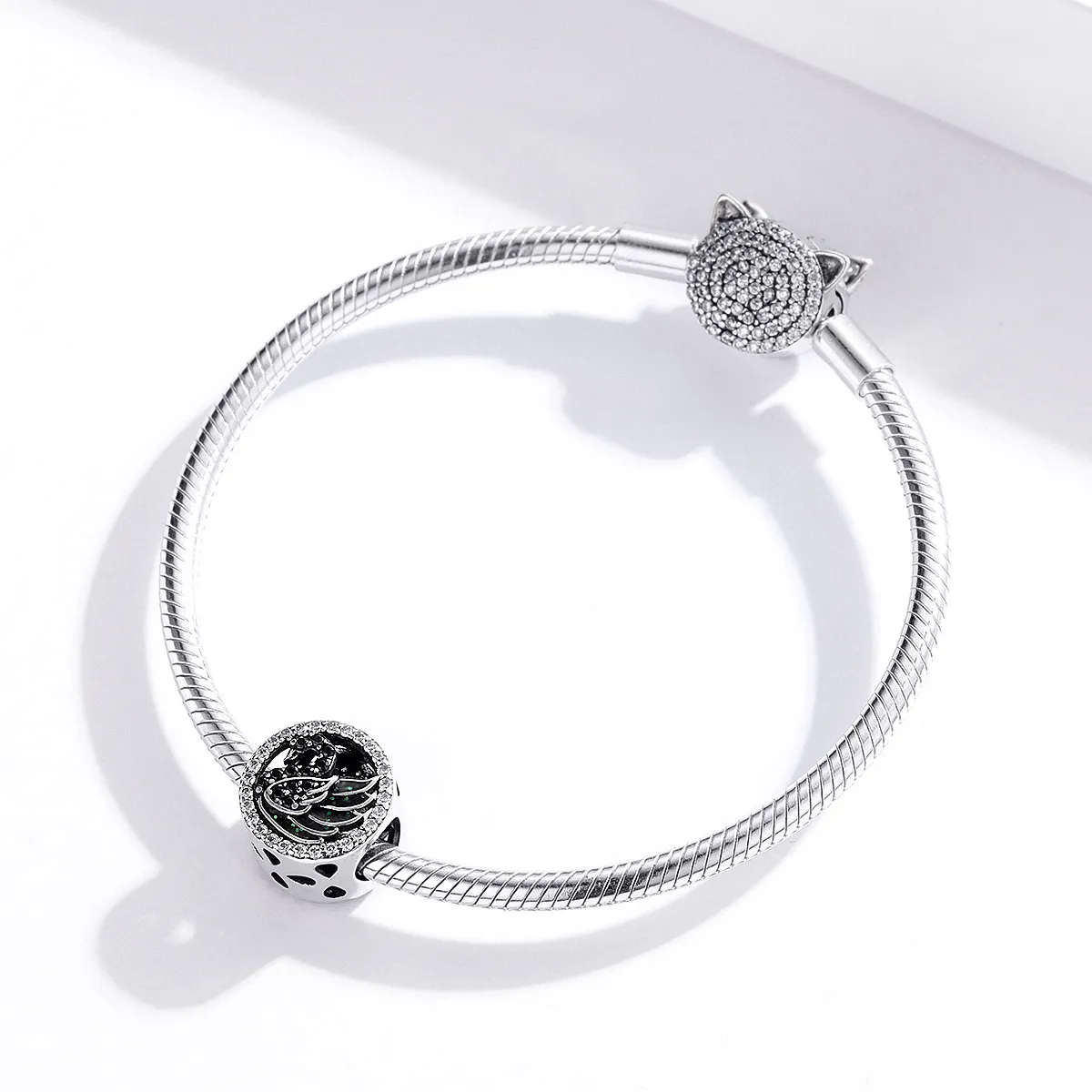 Pandora Style Silver Black Swan Charm - SCC1342