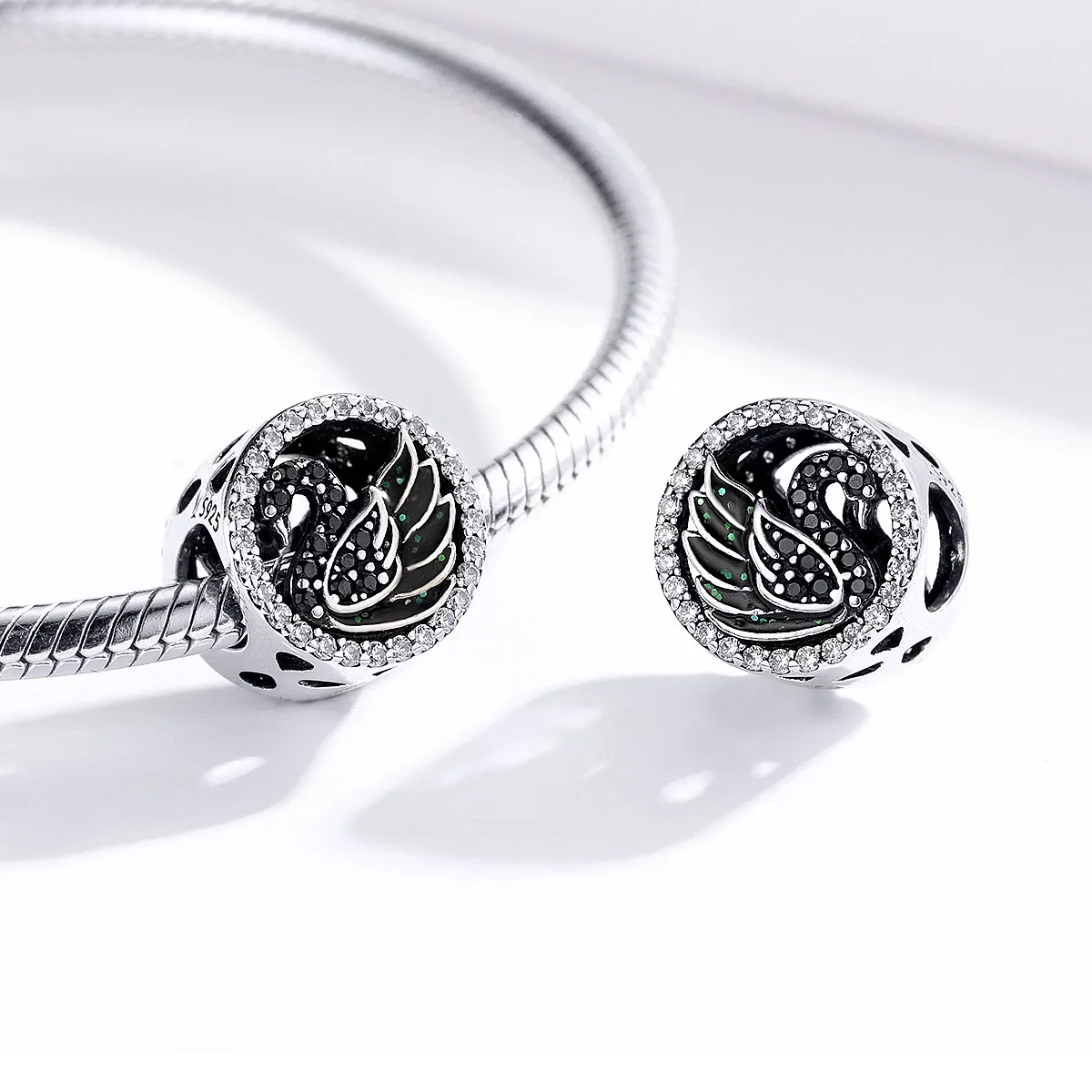 Pandora Style Silver Black Swan Charm - SCC1342