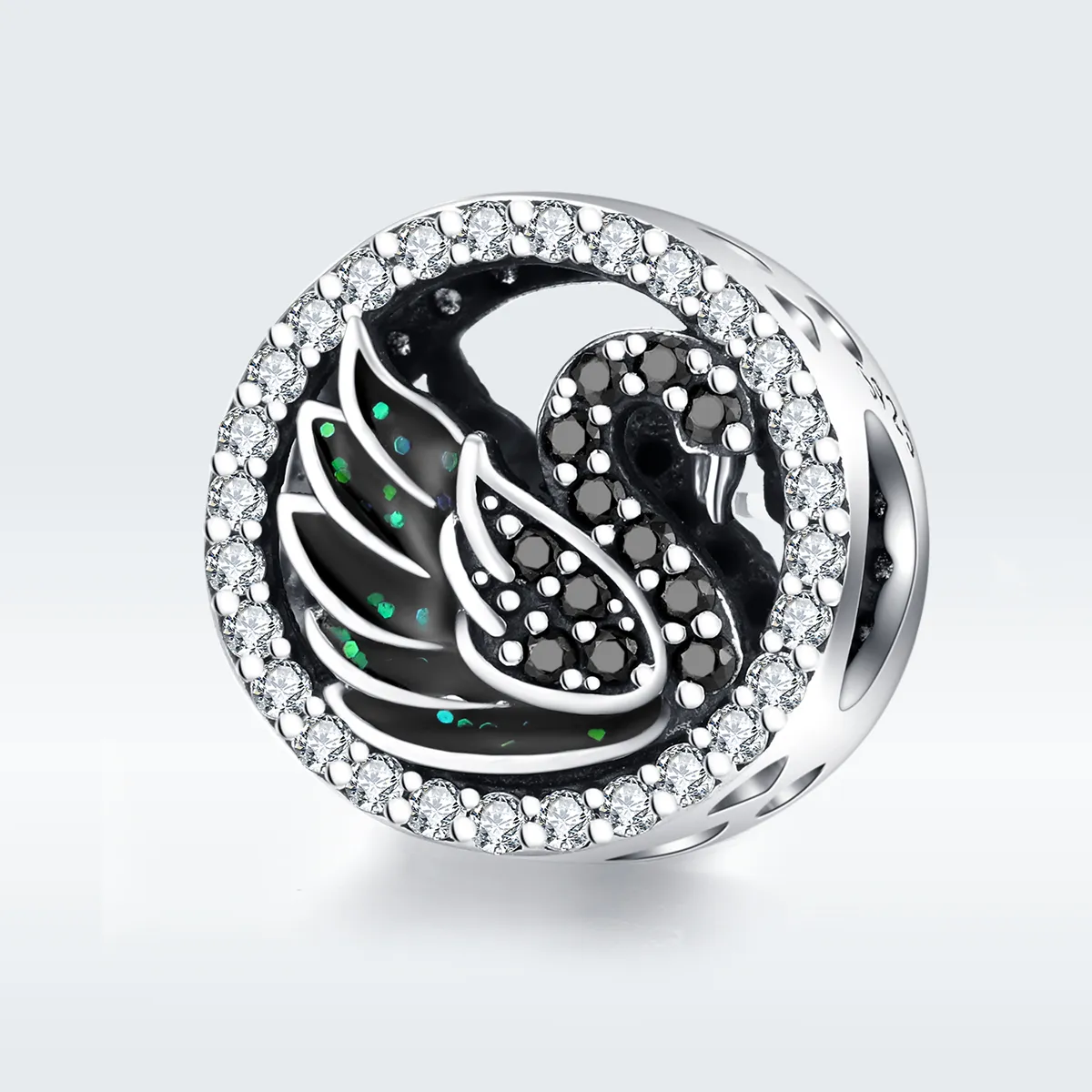 Pandora Style Silver Black Swan Charm - SCC1342