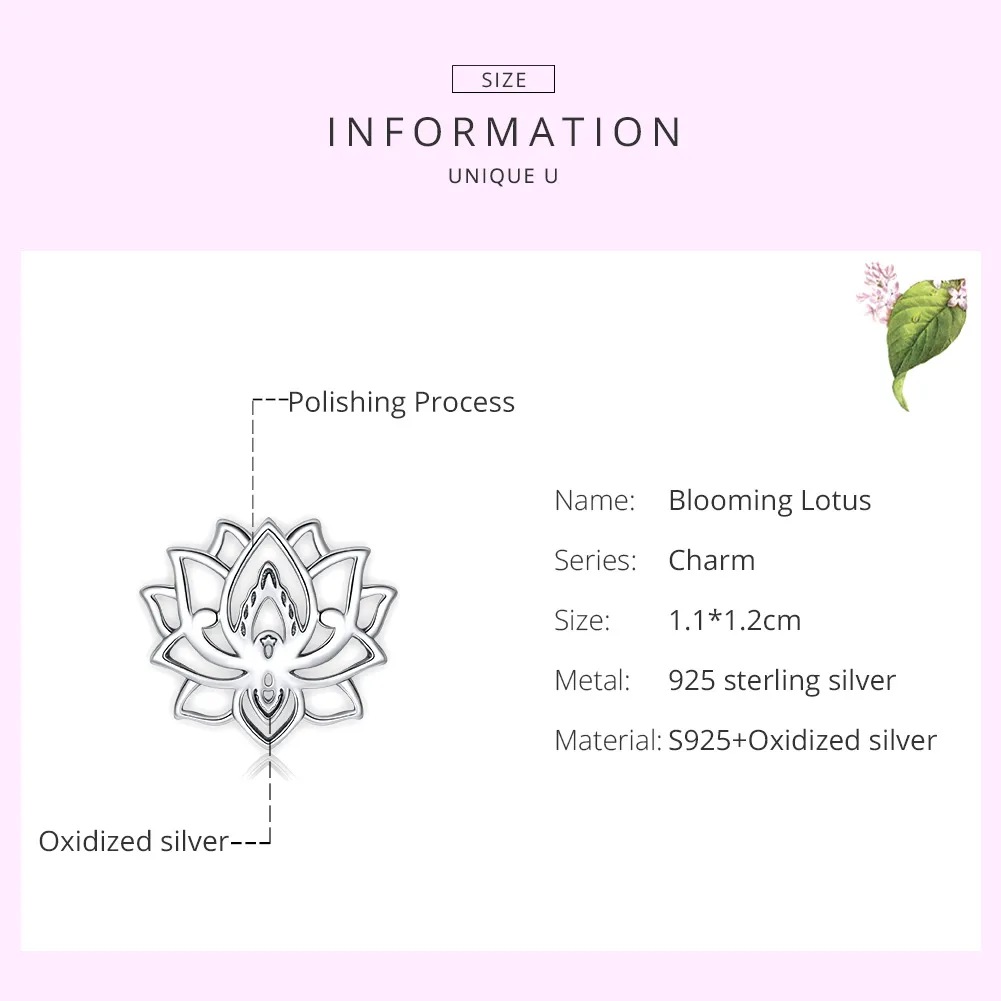 Pandora Style Silver Blooming Lotus Charm - SCC1724