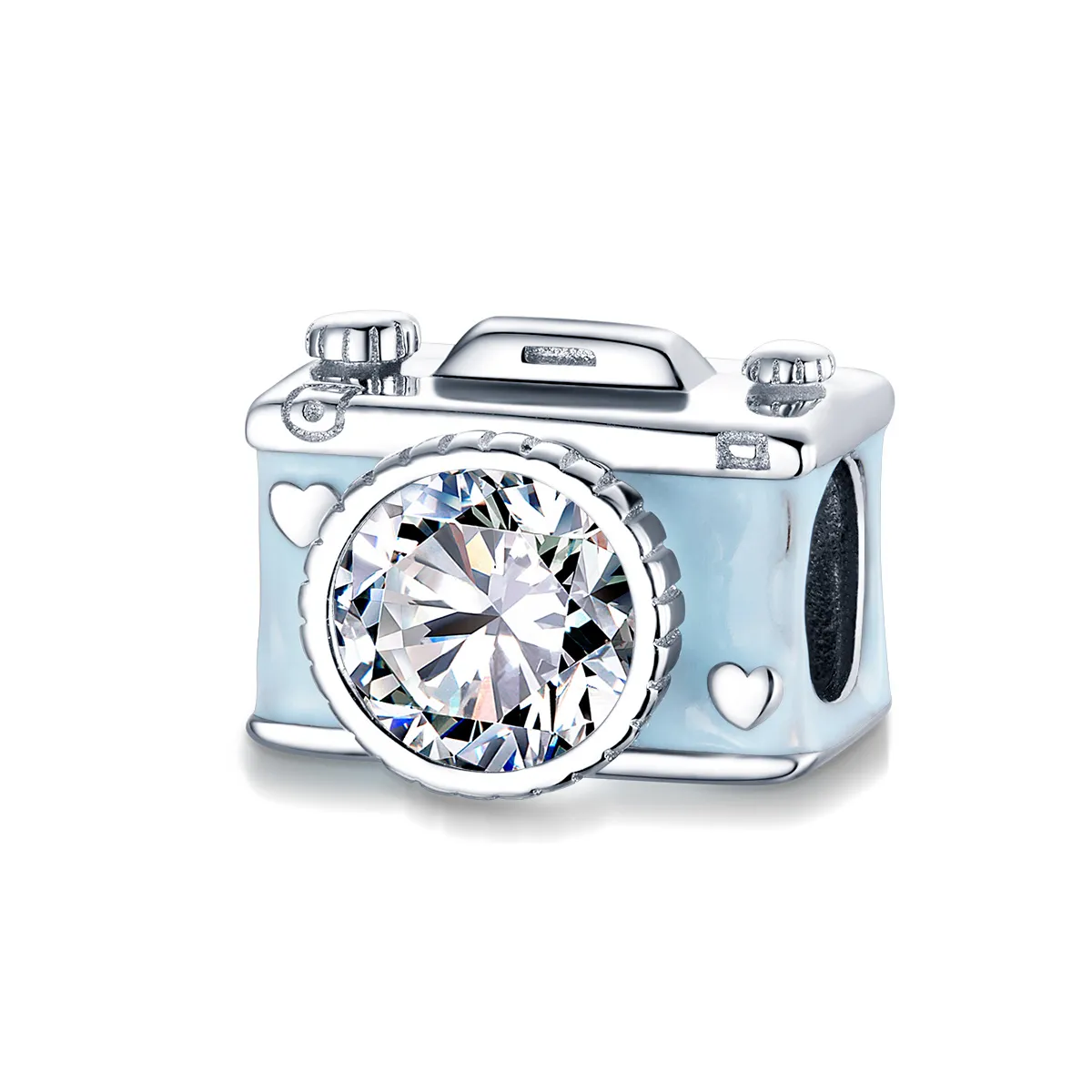 Pandora Style Silver Blue Camera Charm - BSC264