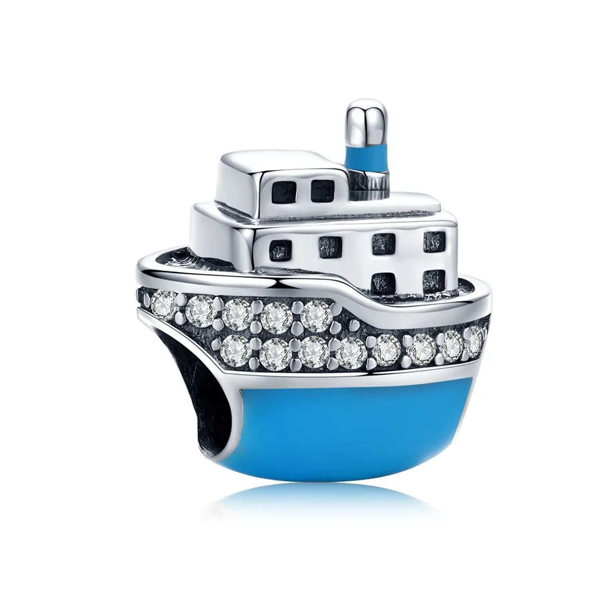 pandora style silver blue cruise ship charm scc1379