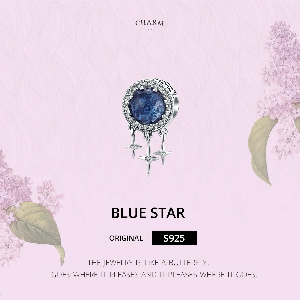 Pandora Style Silver Blue Star Charm - SCC1432