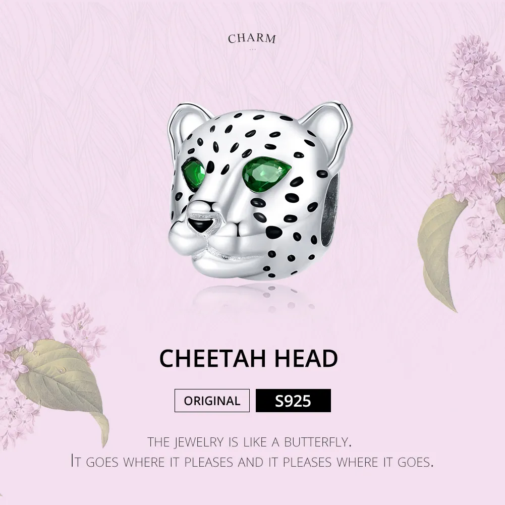 Pandora Style Silver Cheetah Head Charm - SCC1675