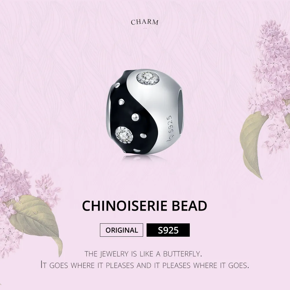 Pandora Style Silver Chinoiserie Yin Yang Charm - BSC192