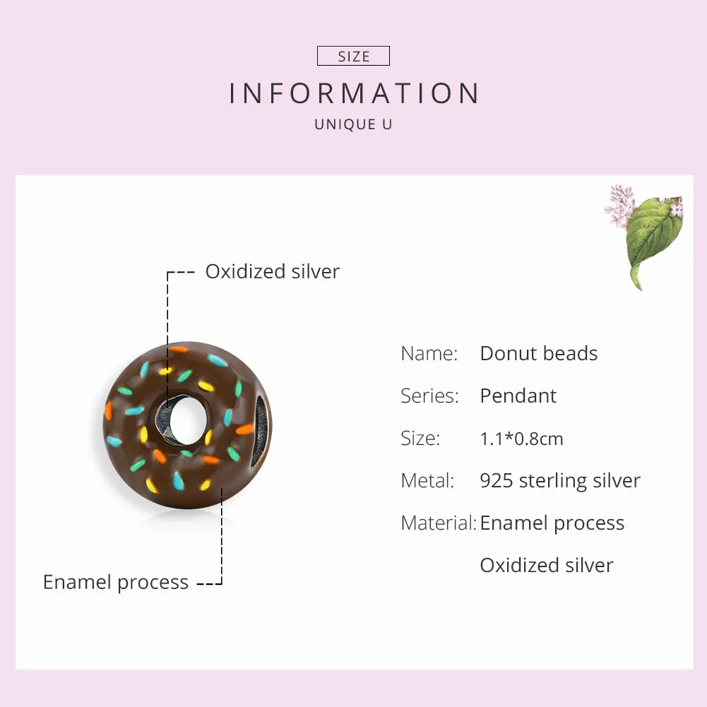 Pandora Style Silver Donut Charm - SCC1820