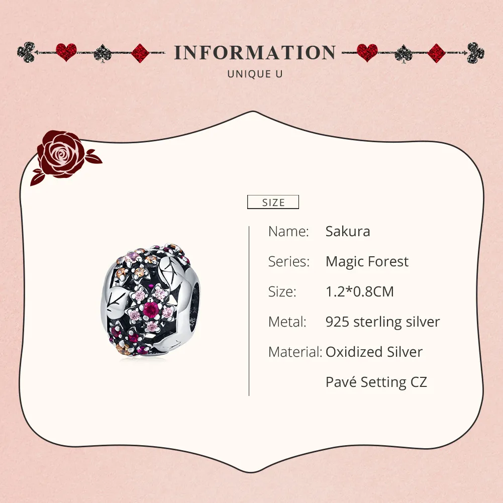 Pandora Style Silver Elegant Cherry Blossom Charm - SCC1446