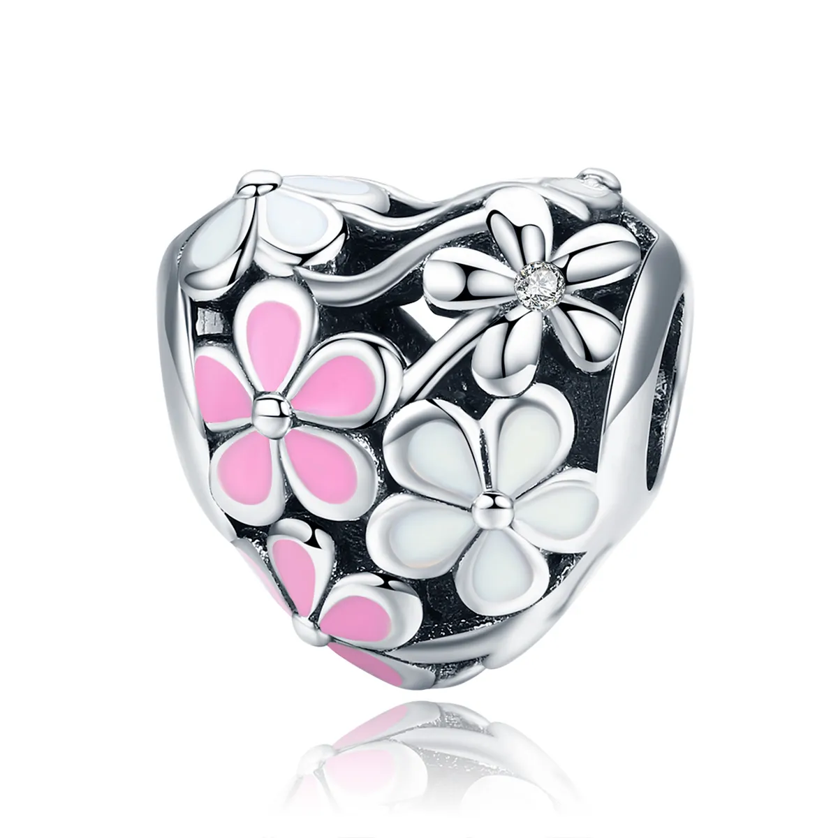 pandora style silver flower blessing charm scc761