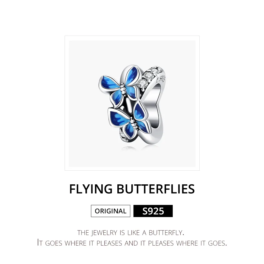 Pandora Style Silver Flying Butterflies Charm - SCC1731