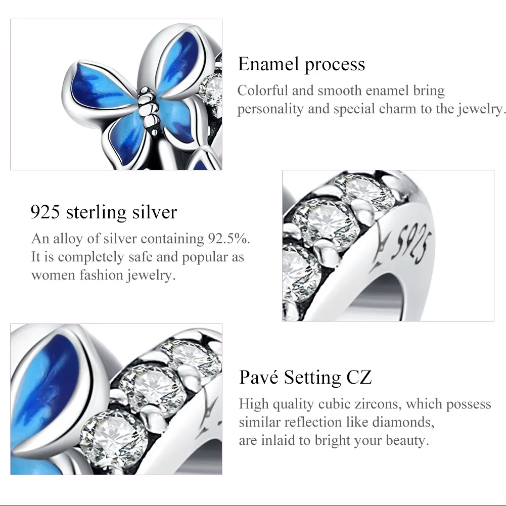 Pandora Style Silver Flying Butterflies Charm - SCC1731