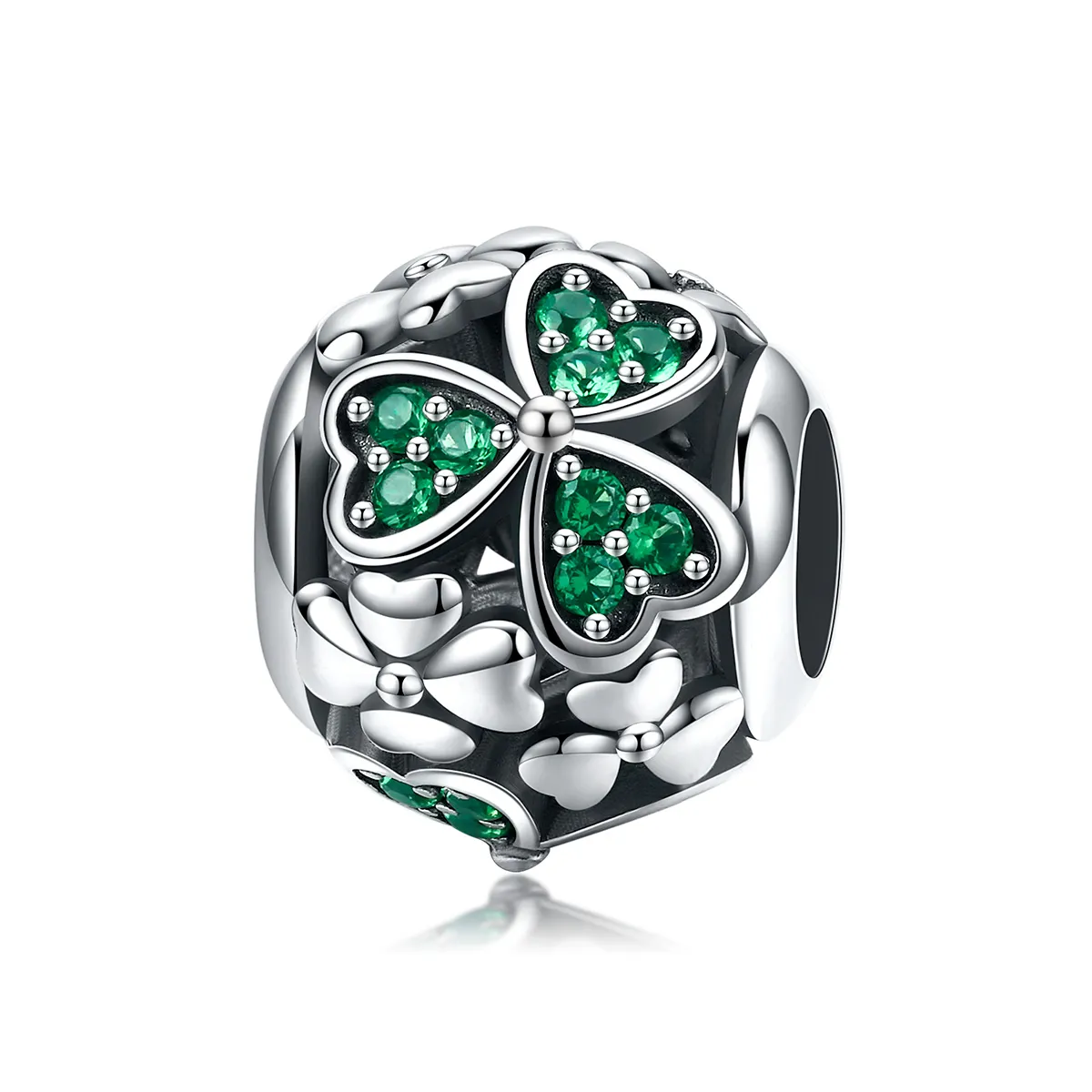 Pandora Style Silver Green Clover Charm - SCC964