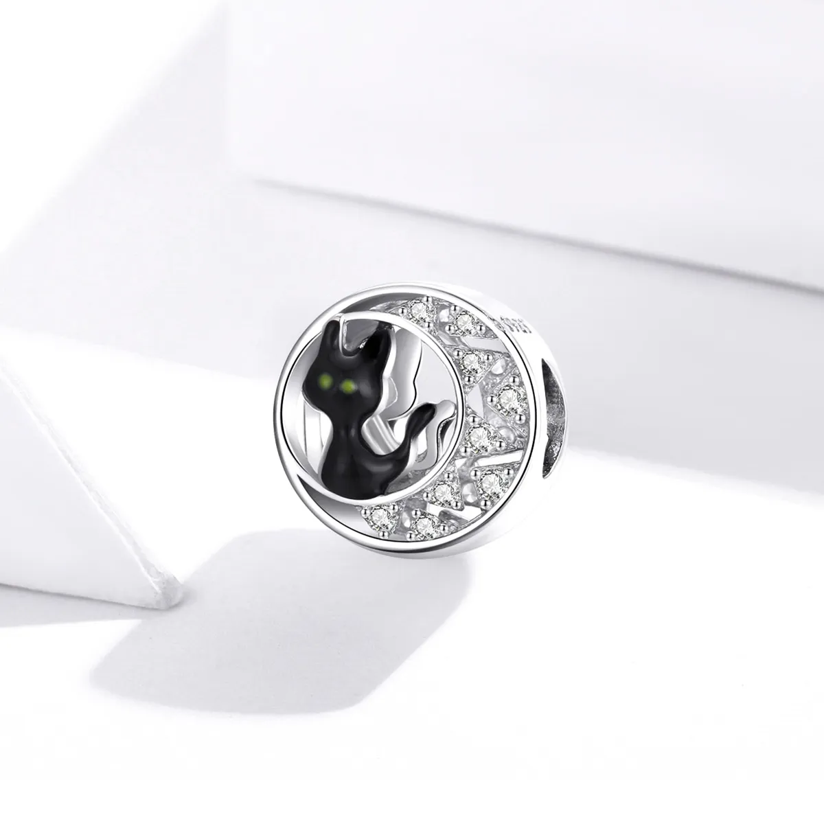 Pandora Style Silver Halloween Black Cat Charm - BSC325