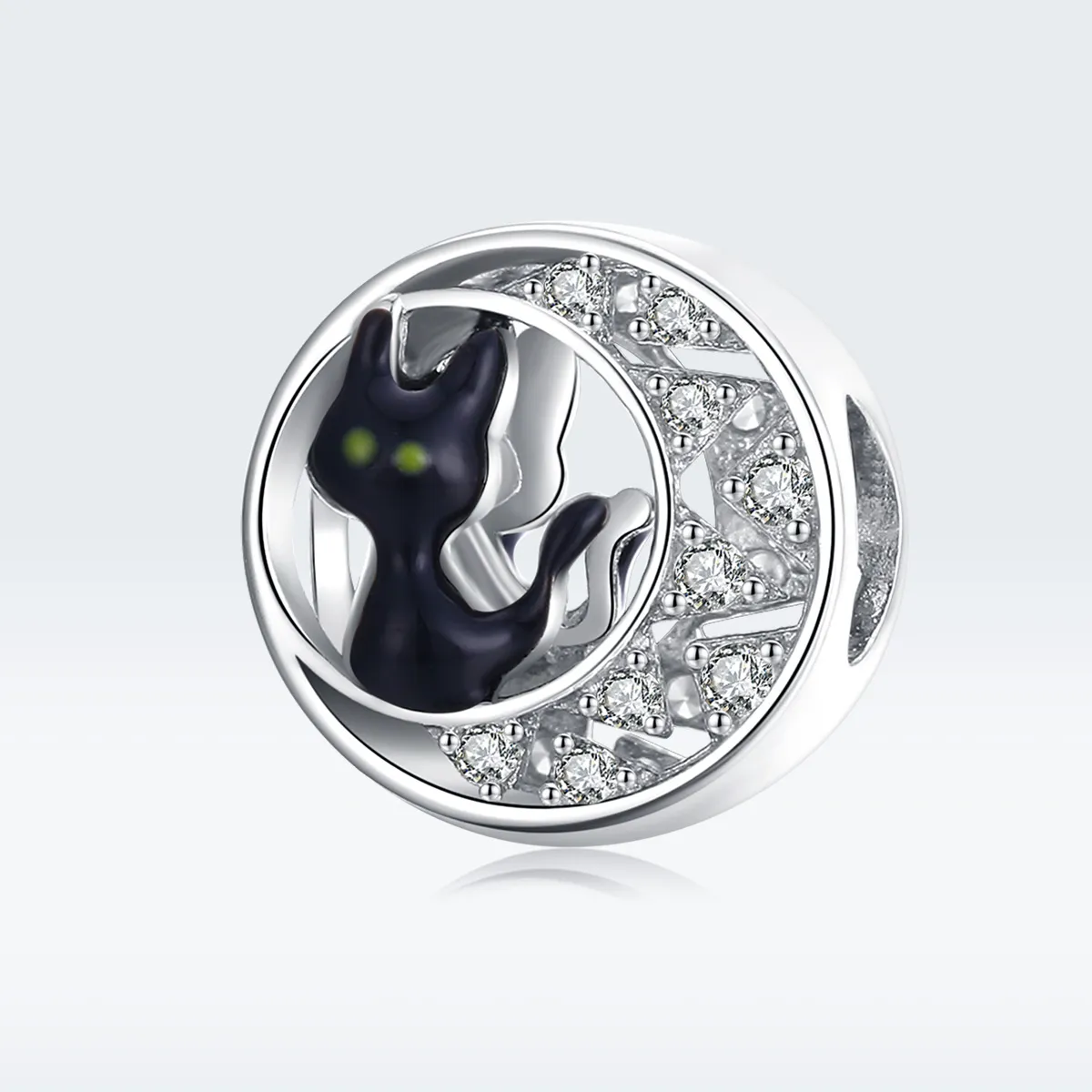 Pandora Style Silver Halloween Black Cat Charm - BSC325