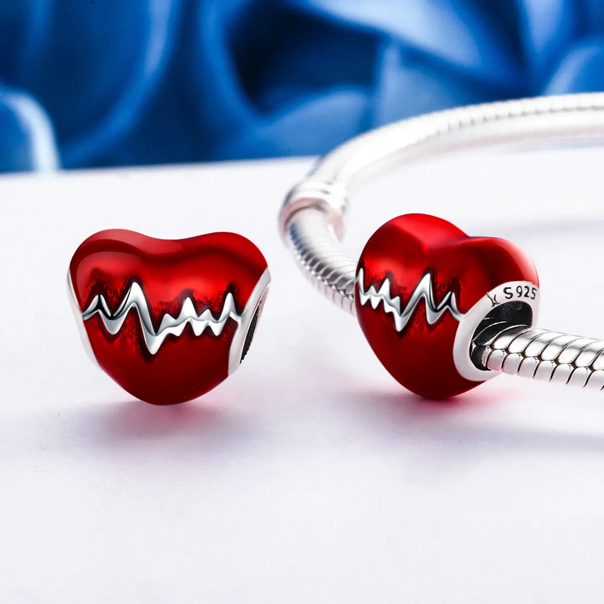 Pandora Style Silver Heart Beat Charm - SCC249