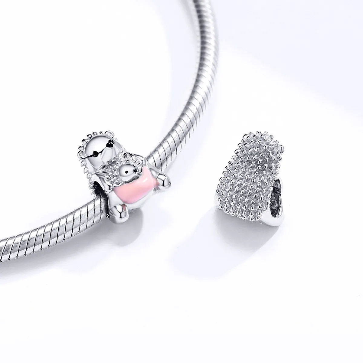 Pandora Style Silver Hedgehog mor og barn Charm - BSC239