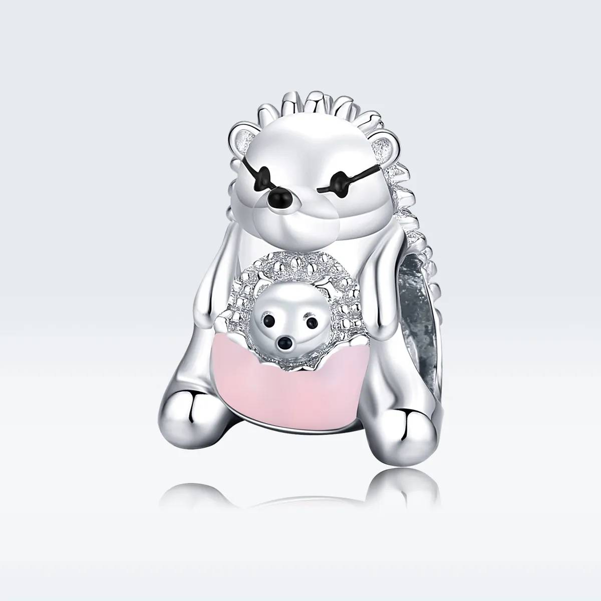 Pandora Style Silver Hedgehog mor og barn Charm - BSC239