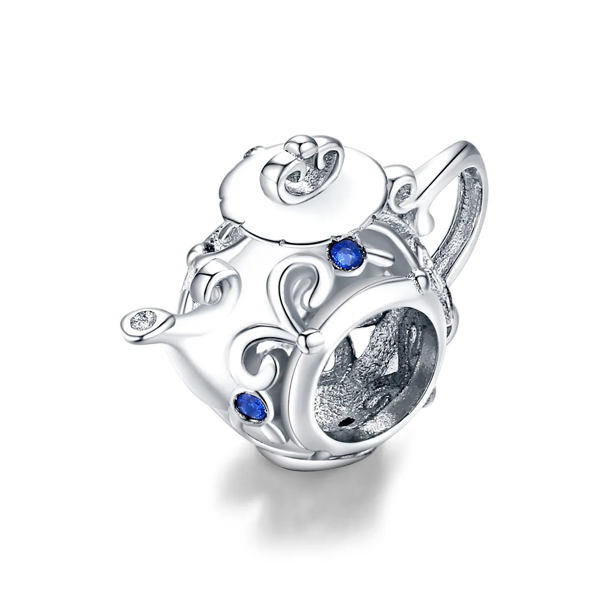 Pandora Style Silver Hollow Tekanne Charm - BSC274