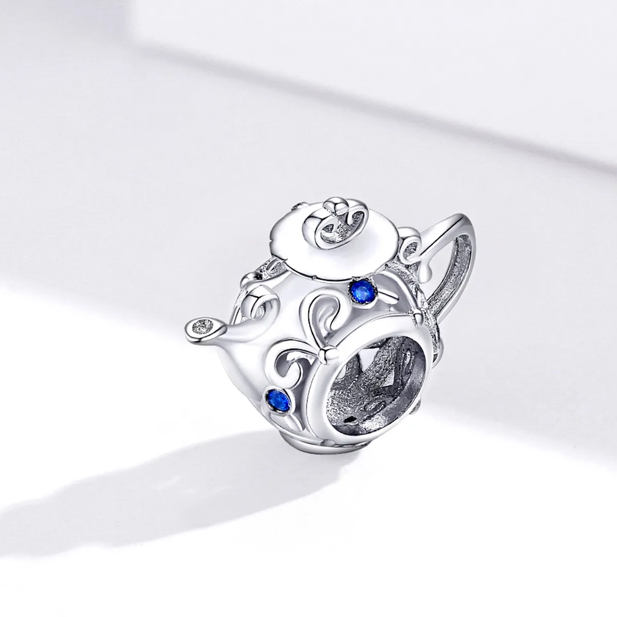 Pandora Style Silver Hollow Tekanne Charm - BSC274