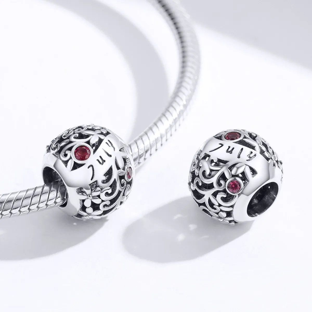 Pandora Style Silver July Granat Birthstone Charm - SCC1385-7