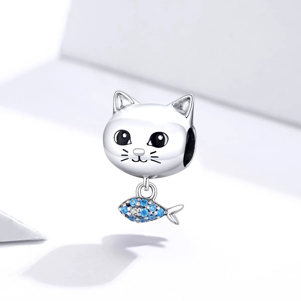 Pandora Style Silver Kitty Love Fish Charm - BSC226