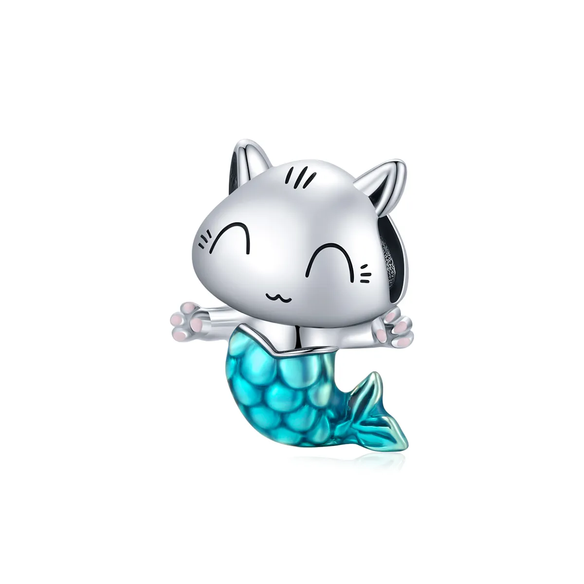 pandora style silver kitty mermaid charm scc1852