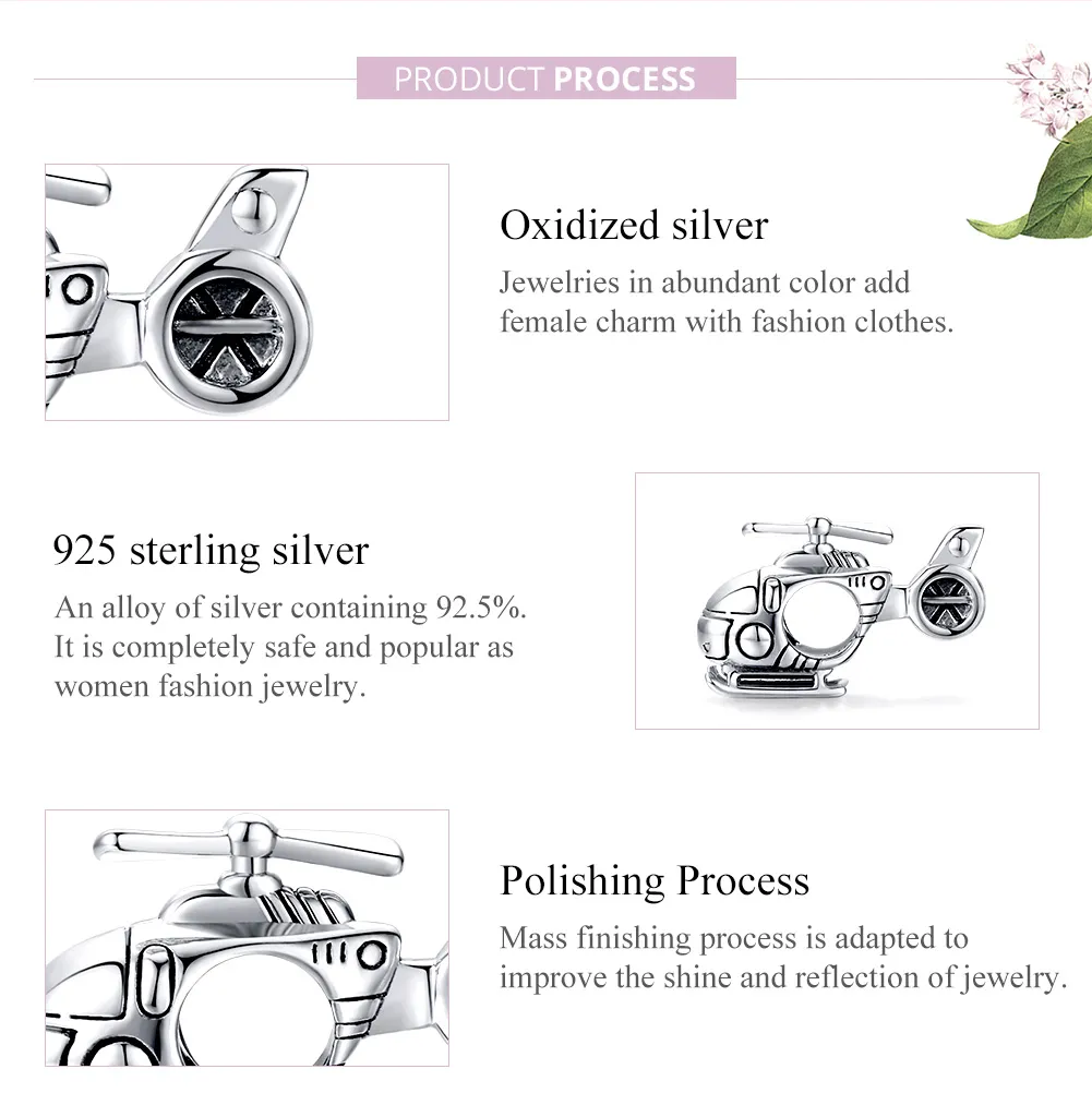 Pandora Style Silver Little Helicopter Charm - SCC1699