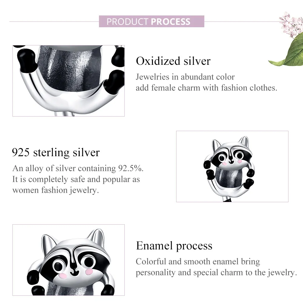 Pandora Style Silver Little Raccoon Charm - BSC403